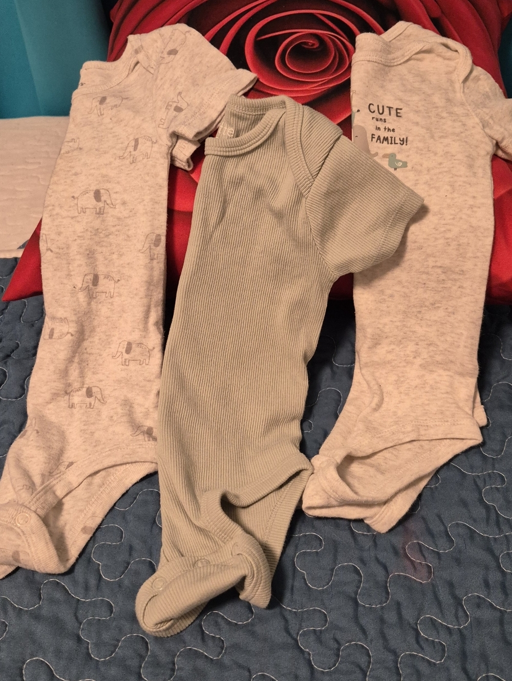 Carter's Ribbed Sage Green Footed One-Piece